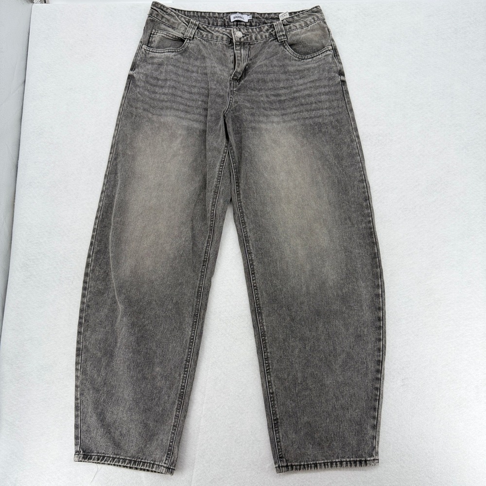 Refuge Denim Barrel Jeans Grey High Rise Relaxed Curved Leg Size 9 #16-1330